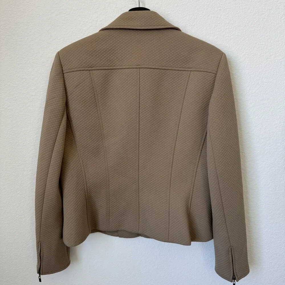 Talbots Women's Quilted Zip-Front Jacket in a classic Tan/Camel color, Size‎ 12